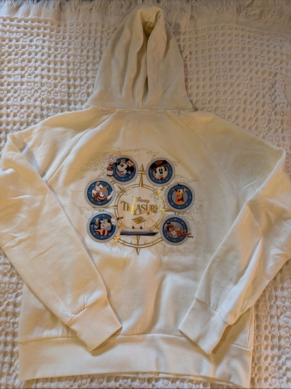 Disney Cream Zip-Up Hoodie with Classic Character Medallion